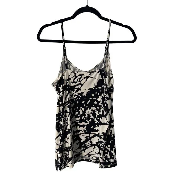 Chicos Easy Chic Cami Top Women 4 Sleeveless Abstract Print Classic Black Cream - Picture 4 of 8